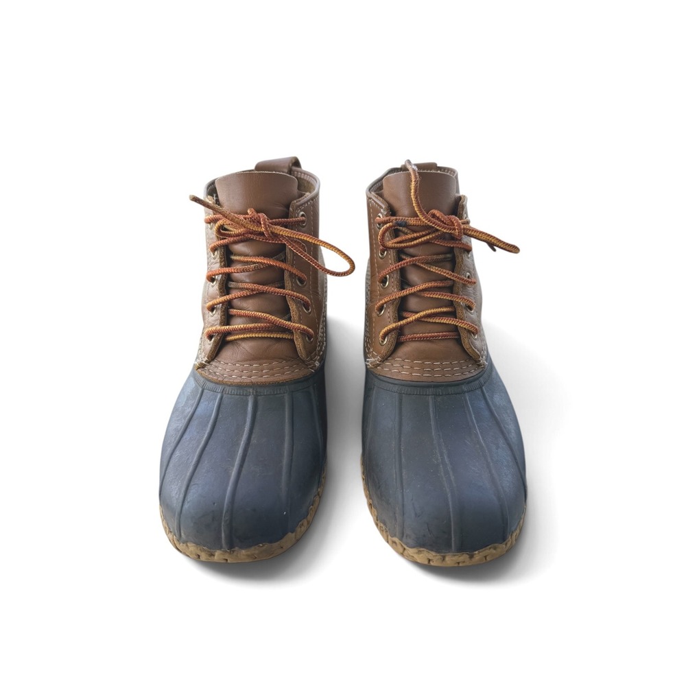 LL Bean 6 Inch Bean Boots Mens 10M Brown Leather Rubber Duck Boots Made in USA